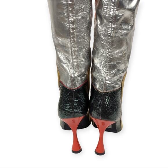 Jeffrey Campbell Metallic Multi Leather Man Eater Over the Knee Boots Size 5.5 - Picture 8 of 9